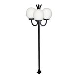 Poste Luminária Globo G Triplo Braço Curvo Cima Preto 200cm