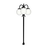 Poste Luminária Globo G Triplo Braço Curvo Baixo Preto 300cm