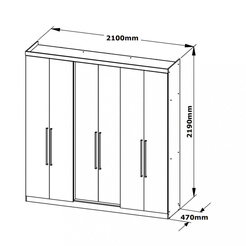 guarda roupa casal 6 portas com espelho presence thb