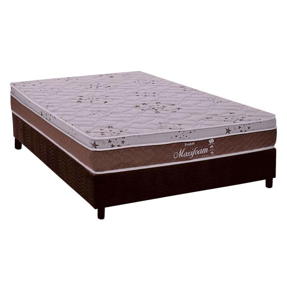 Cama Box Casal Colchao Molas Masterpocket Ensacadas Probel Maxifoam Base Crc Suede Marrom 138x188