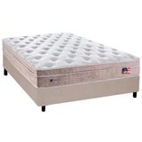 Cama Box Casal Colchao Molas Masterpocket Ensacadas Plumatex Miami Base Crc Suede Bege 138x188