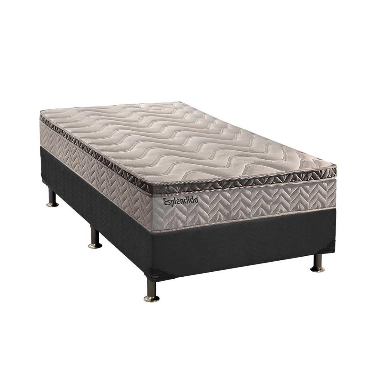 Cama Box Solteiro Colchao Molas Masterpocket Ensacadas Paropas Esplendido Base Crc Suede Gray 88x188