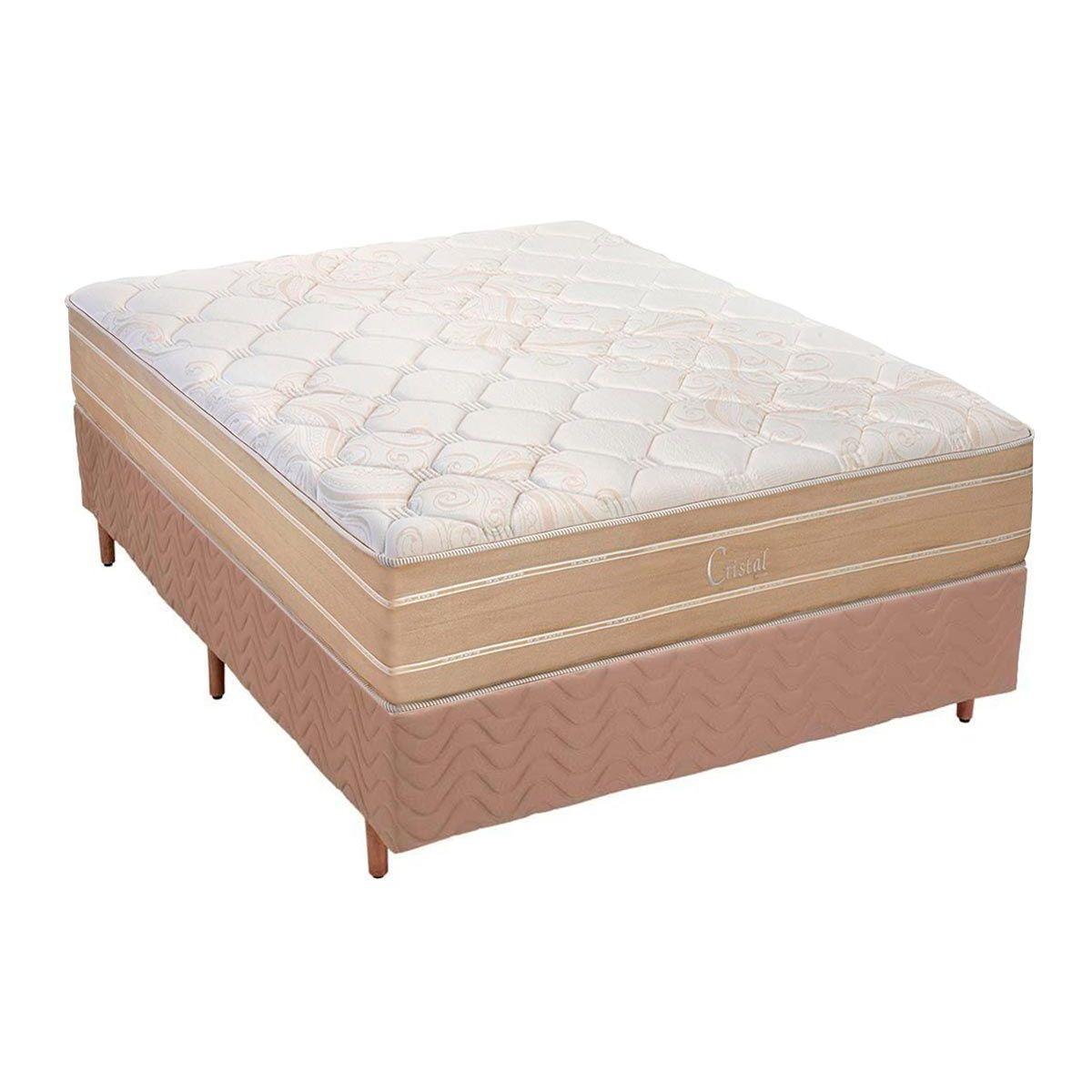 Cama Box Casal Colchao Molas Masterpocket Ensacadas Polar Cristal Base Crc Rustico Bege 138x188