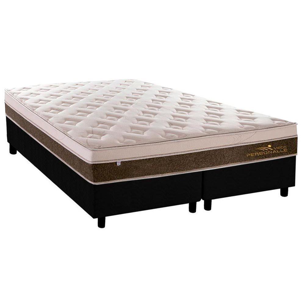 Cama Box Queen Colchao Molas Plumatex Masterpocket Ensacadas Personalle Base Crc Suede Black 158x198