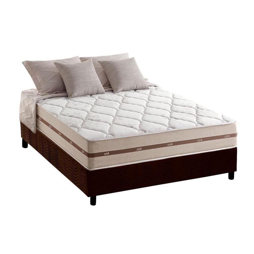 Cama Box Casal Colchao Molas Masterpocket Ensacadas Anjos Classic Base Crc Suede Marrom 138x188