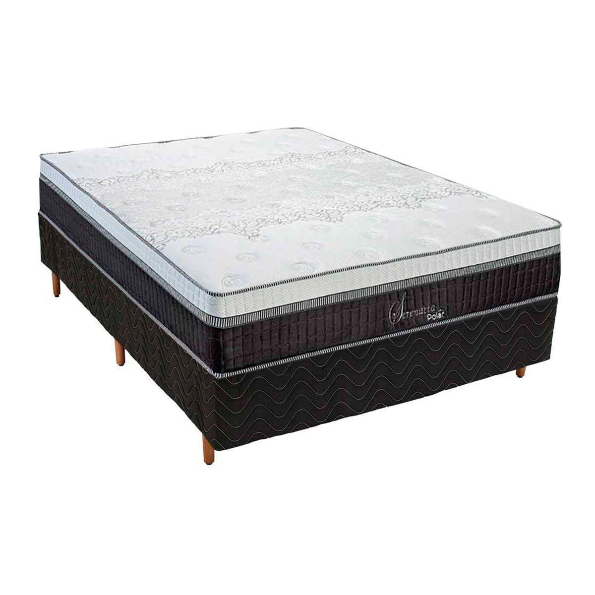 Cama Box Casal Colchao Molas Masterpocket Ensacadas Polar Serenatta Base Crc Rustico Black 138x188