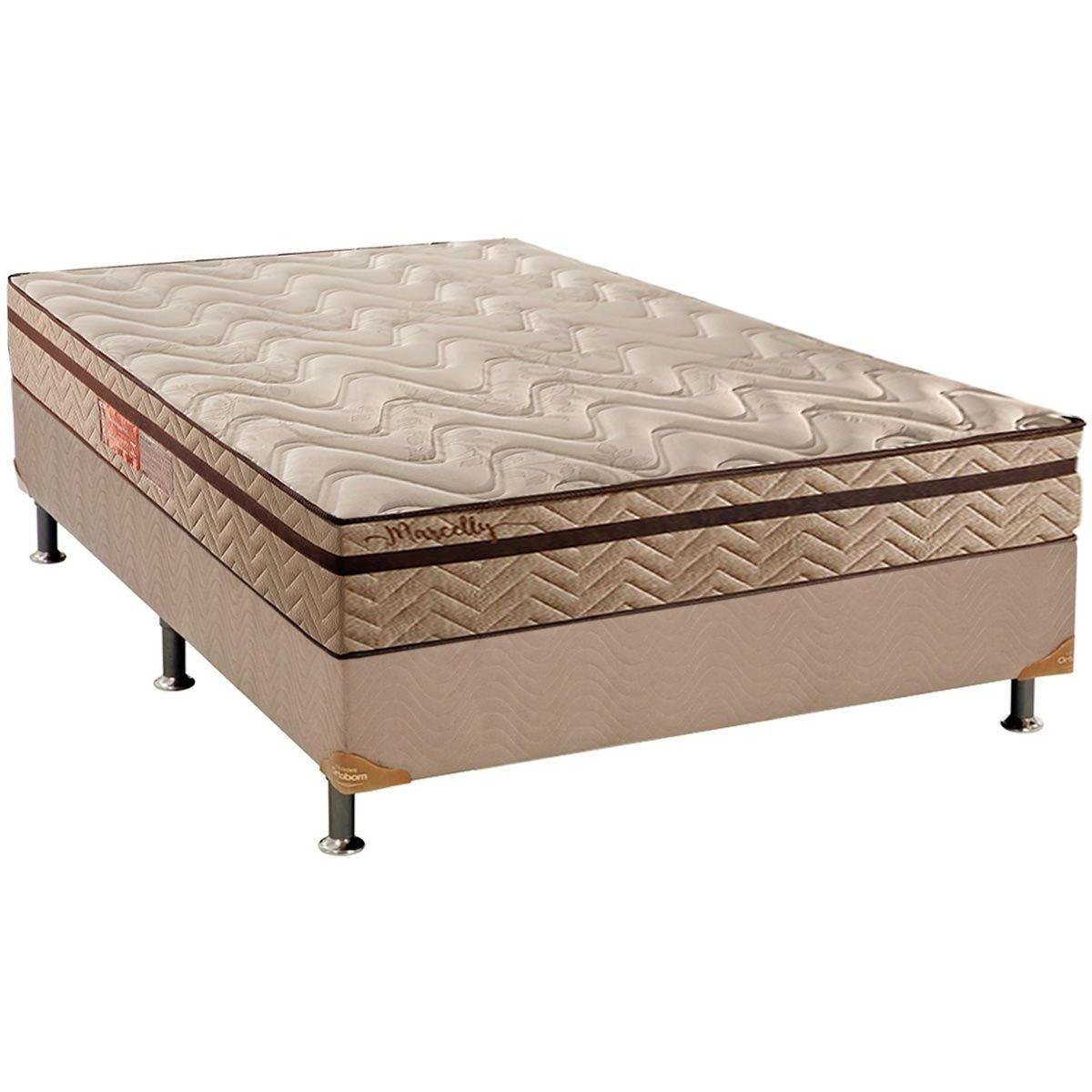 Cama Box Casal Colchao Molas Masterpocket Ensacadas Paropas Marcelly Ibiza Base Crc Suede Bege 138x188