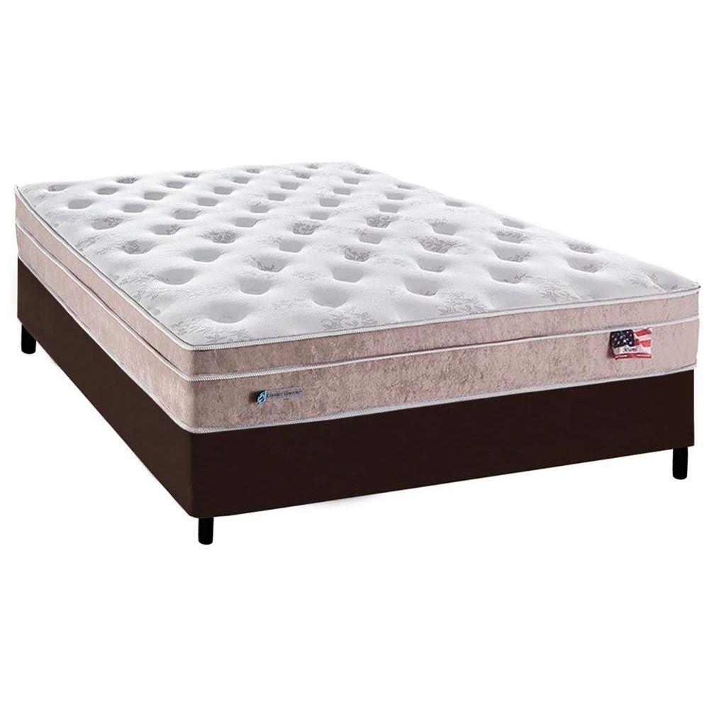 Cama Box Casal Colchao Molas Plumatex Masterpocket Ensacadas Miami Base Crc Courano Marrom 138x188