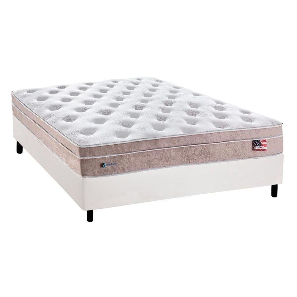 Cama Box Casal Colchao Molas Plumatex Masterpocket Ensacadas Miami Base Crc Courano Branco 138x188