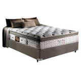 Cama Box Casal Colchao Molas Herval Masterpocket Ensacadas Imperatore Eco Bamboo Base Velvet Cinza 138x188