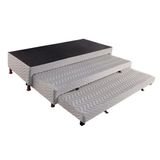 Cama Box Base C 2 Auxiliares Solteiro Universal Rustico Bordado White 88x188x32 Paropas