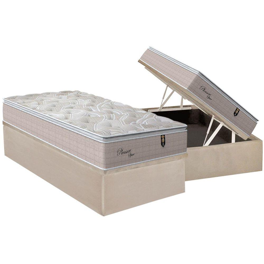 Cama Box Bau Solteiro Colchao Molas Masterpocket Ensacadas Orthoflex Pleasure Base Crc Suede Clean 88x188