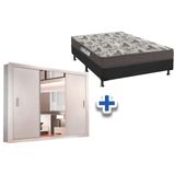 Cama Box Casal Colchao D33 Ortobom Guarda Roupa Veneza Luxo Branco