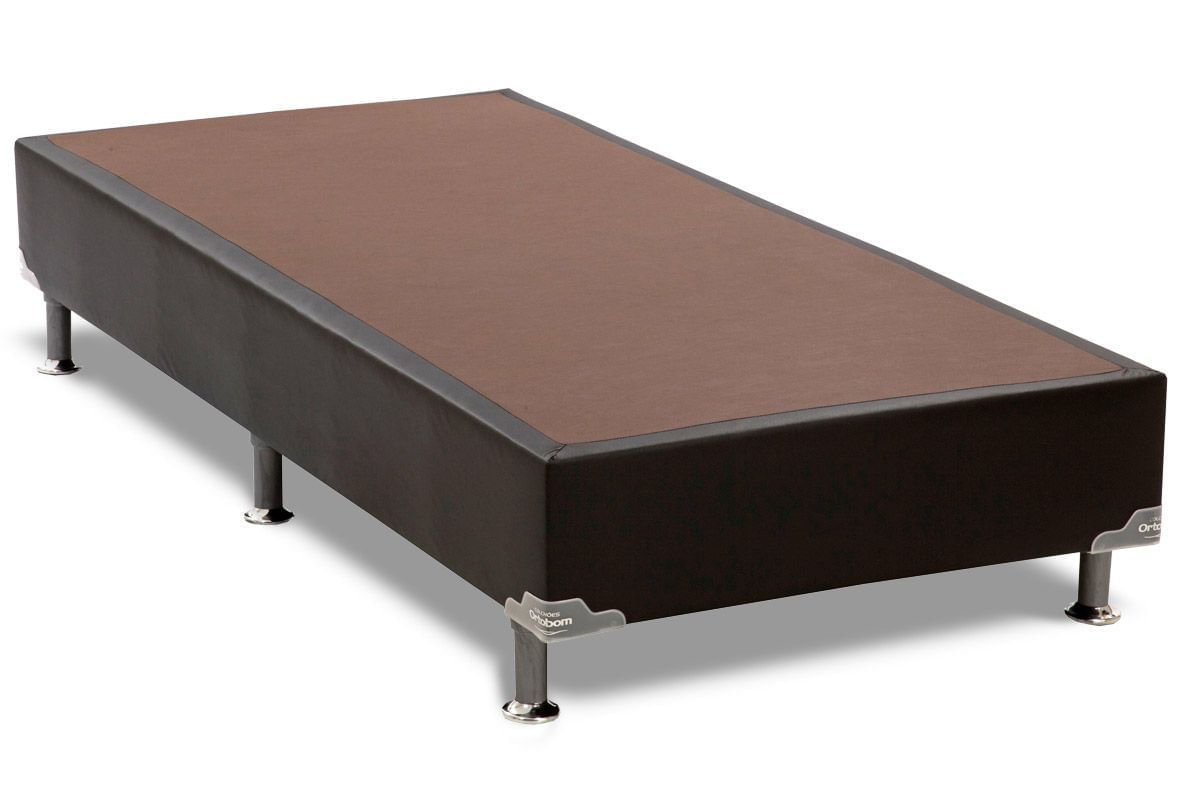 Cama Box Base Ortobom Courino Preto 30 Solteiro - 0,88x1,88x0,30