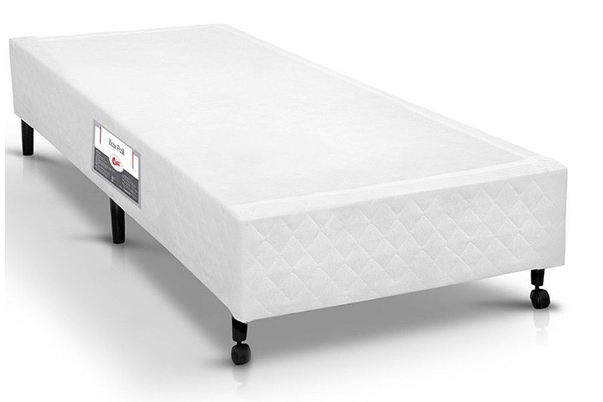 Cama Box Castor Poli Branco Solteiro - 0,88x1,88x0,23