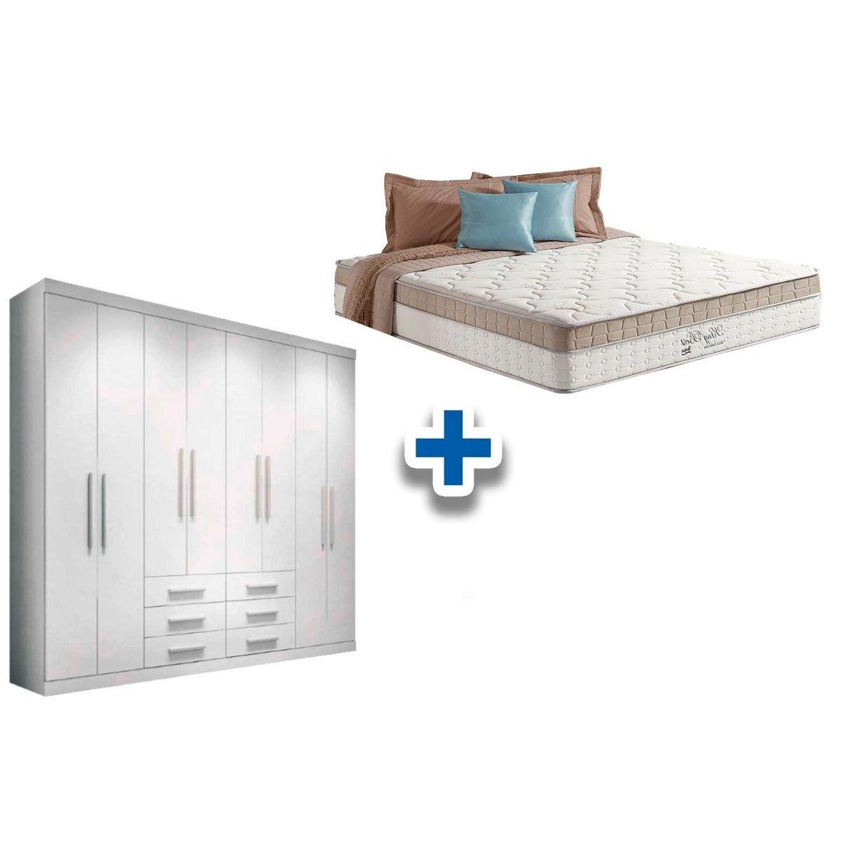 Cama Box Casal Colchao King Best Guarda Roupa Master 8 6 Branco