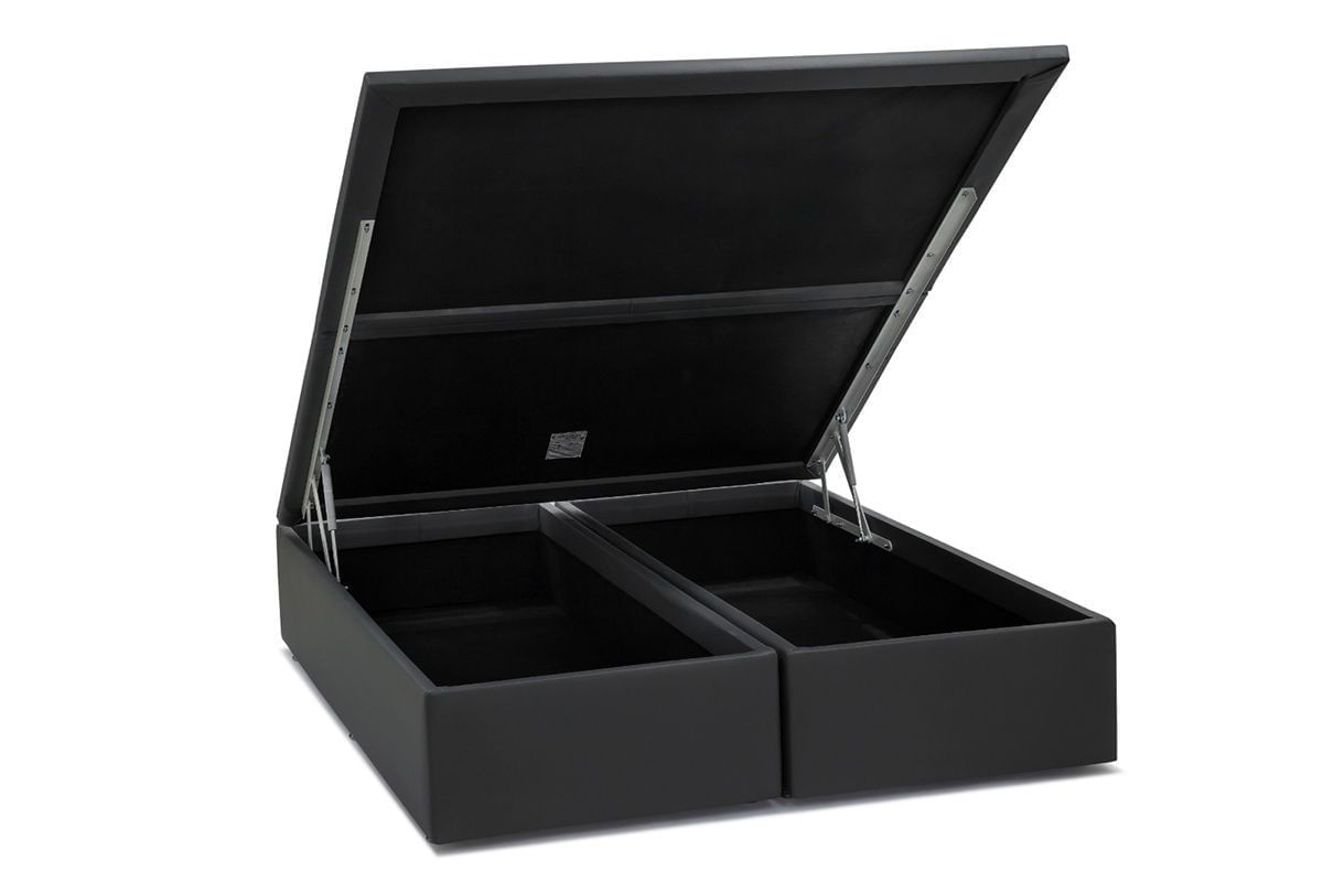 Cama Box Baú Ortobom Americana Courino Nero Black King - 1,93x2,03x0,35