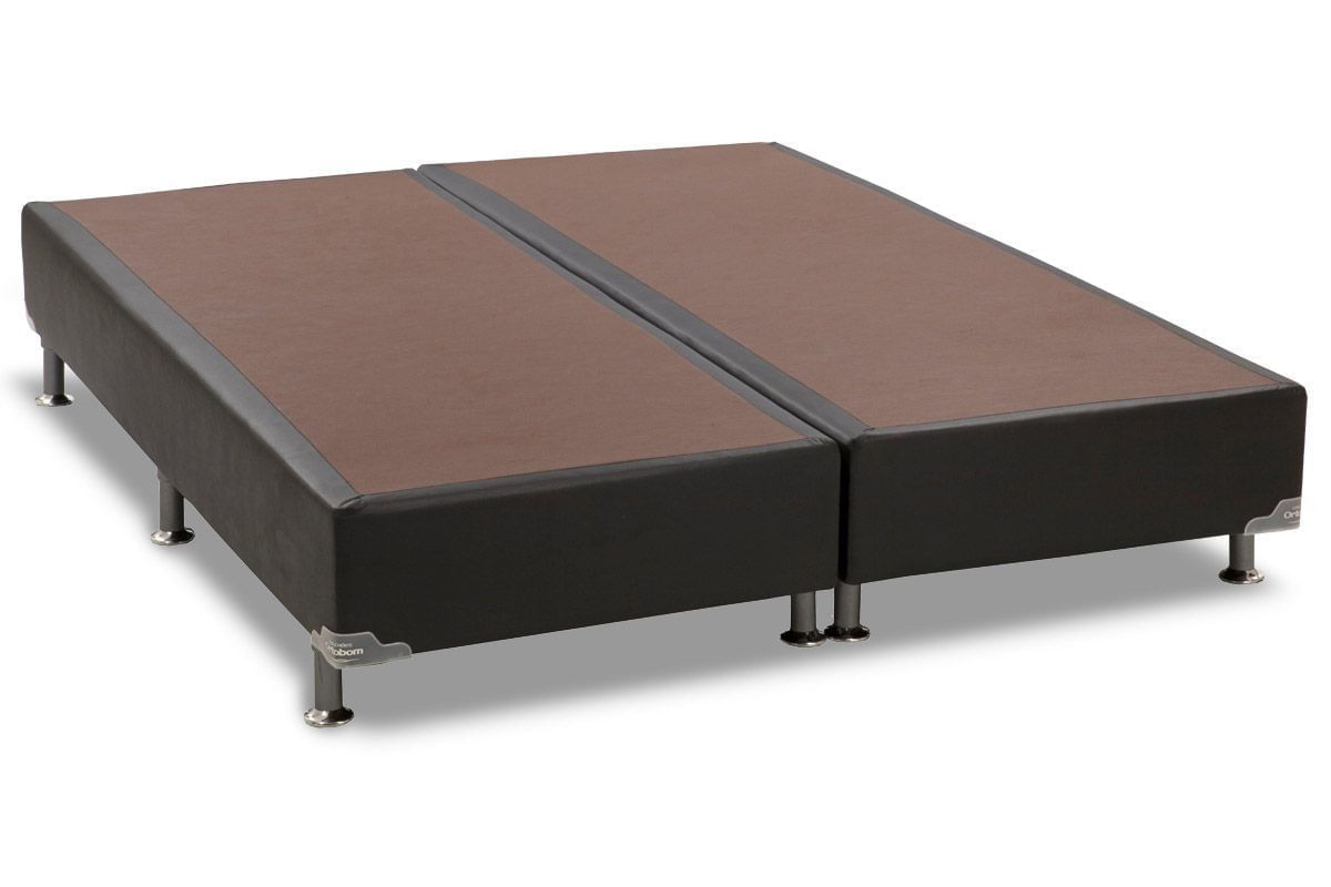 Cama Box Base Ortobom Courino Preto 30 King - 1,86x1,98x0,30