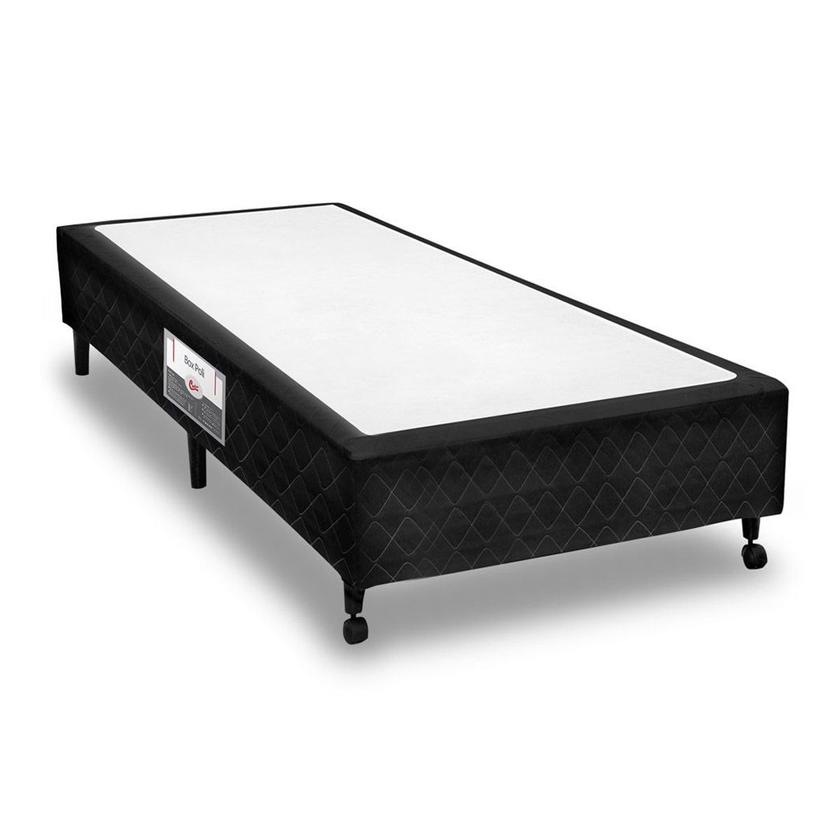 Cama Box Base Castor Poli Tecido Black Solteiro 88