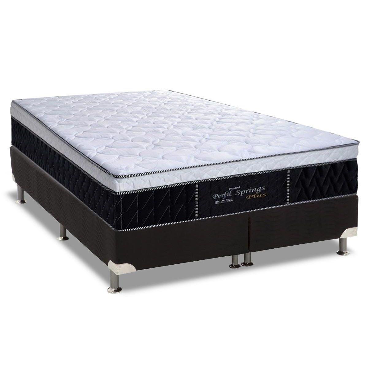 Cama Box King Colchao Molas Probel Masterpocket Ensacadas Perfil Springs Plus Base Crc Suede Black 193x203