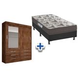 Cama Box Solteiro Colchao D33 Ortobom Guarda Roupa Sonare Canela