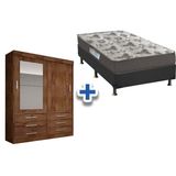 Cama Box Solteiro Colchao D33 Ortobom Guarda Roupa Sonare Canela