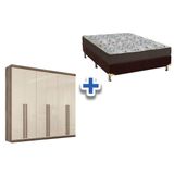 Cama Box Casal Colchao D45 Ortobom Guarda Roupa Imaginare 6 4 Castanha Off White