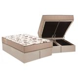 Cama Box Bau Queen Colchao Espuma Ortobom D33 Ep Iso 100 Base Crc Suede Clean 158x198
