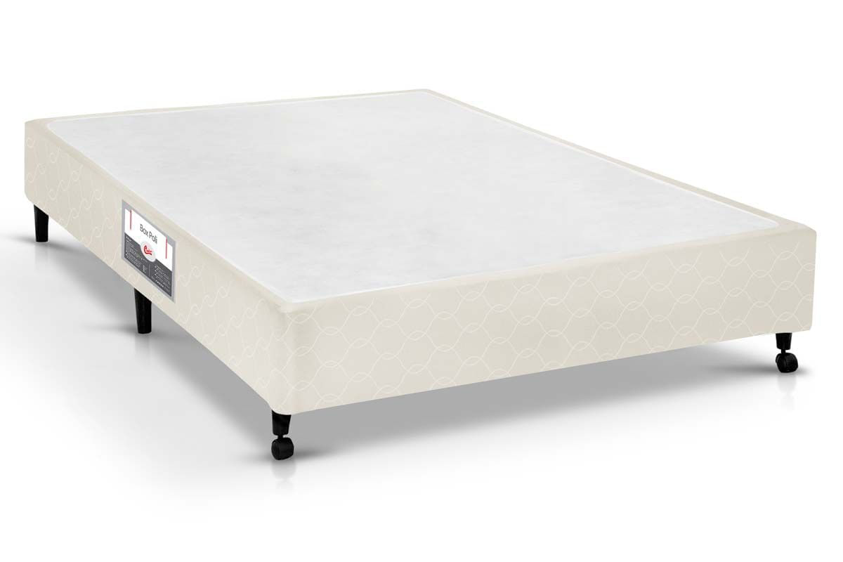 Cama Box Base Castor Poli Tecido Bege Cama Box - 78x188x27