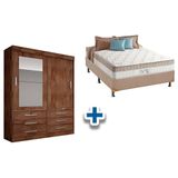 Cama Box Casal Colchao King Best Guarda Roupa Sonare Canela