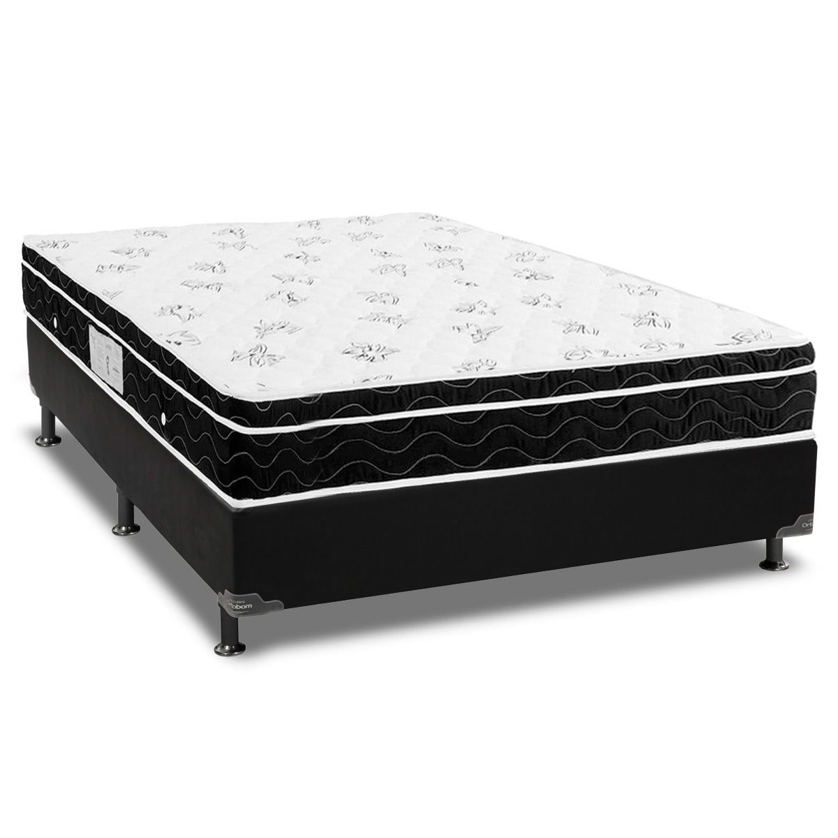 Conjunto Box-Colchão Ortobom Nanolastic Physical Spring+Cama Universal Black Cas