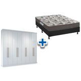 Cama Box Casal Colchao D33 Ortobom Guarda Roupa Master Vip 8 4 Branco
