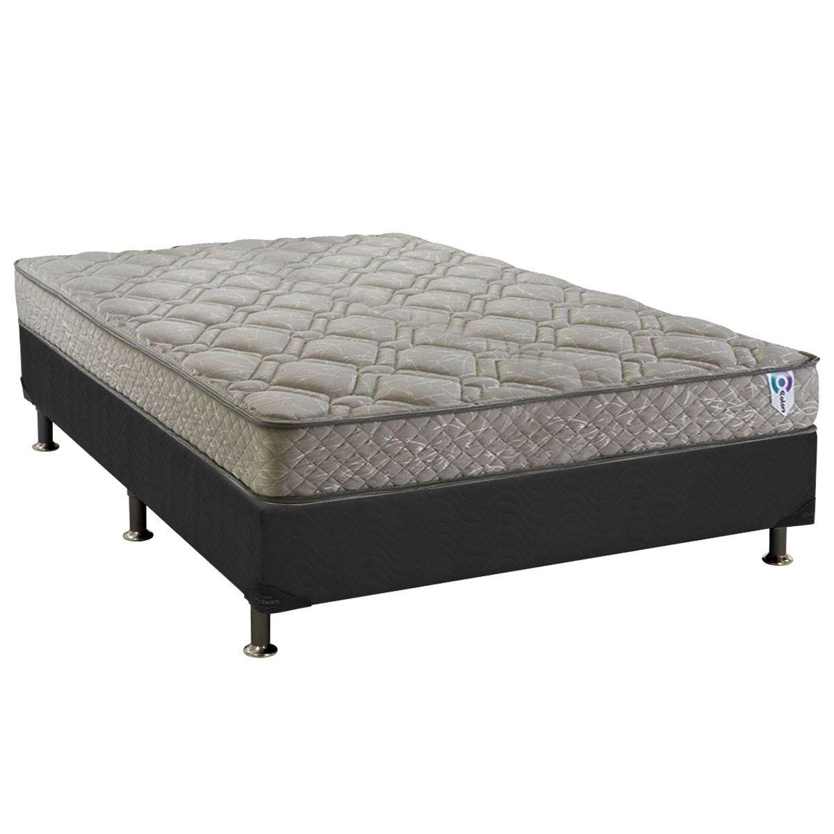 Cama Box Casal Colchao Espuma Herval D33 Mega Firm Vacuo Base Crc Suede Gray 138x188