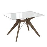 Mesa de Jantar Retangular Cleo Off White e Freijó 90 cm