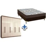 Cama Box Casal Colchao D45 Ortobom Guarda Roupa Master Vip 8 4 Castanha Off White