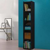 Estante Para Livros Malasia Preto 4 Prateleiras Casa Mobilia