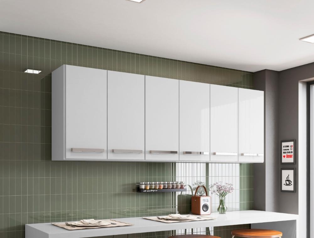 Armario Suspenso De Aereo 6 Portas Branco Maldivas Casa Mobilia