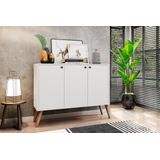 Aparador Buffet Retro 3 Portas Branco Congo Casa Mobilia