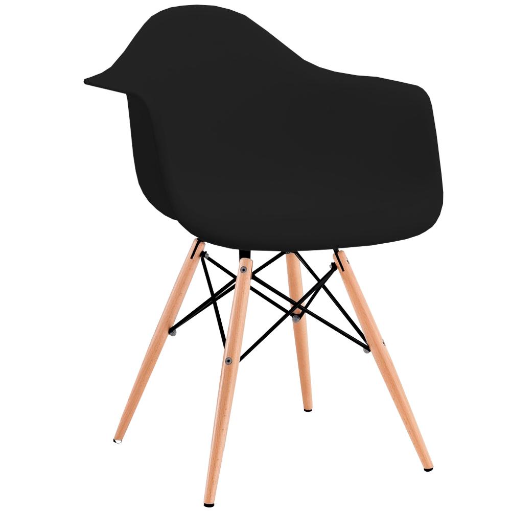 Cadeira De Jantar Charles Eames Com Braço - Preta