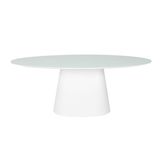 Mesa De Jantar Cone Oval 160x90 Cm Tampo Laca Branca + Vidro Base Branca Laca Branca Com Vidro