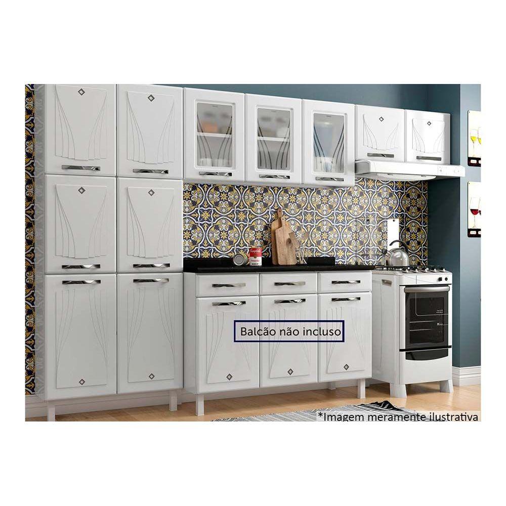 Kit De Cozinha Modulada 3 Pecas Star New 2 Armarios 1 Paneleiro Cpt106 Branco Telasul