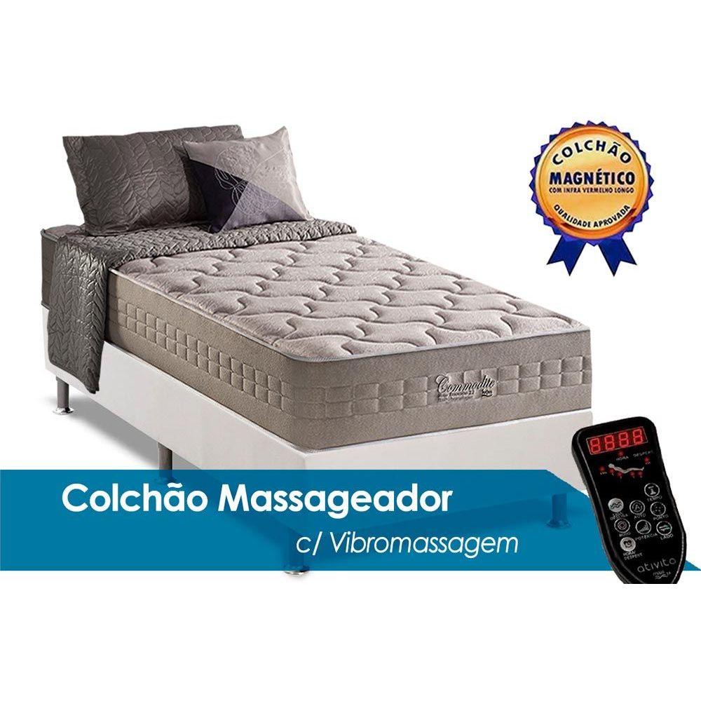 Cama Box Box Solteiro Colchao Molas Ensacadas Anjos Masterpocket Commodite Magnetico C Vibro Massagem Base Crc Courano White 96x203