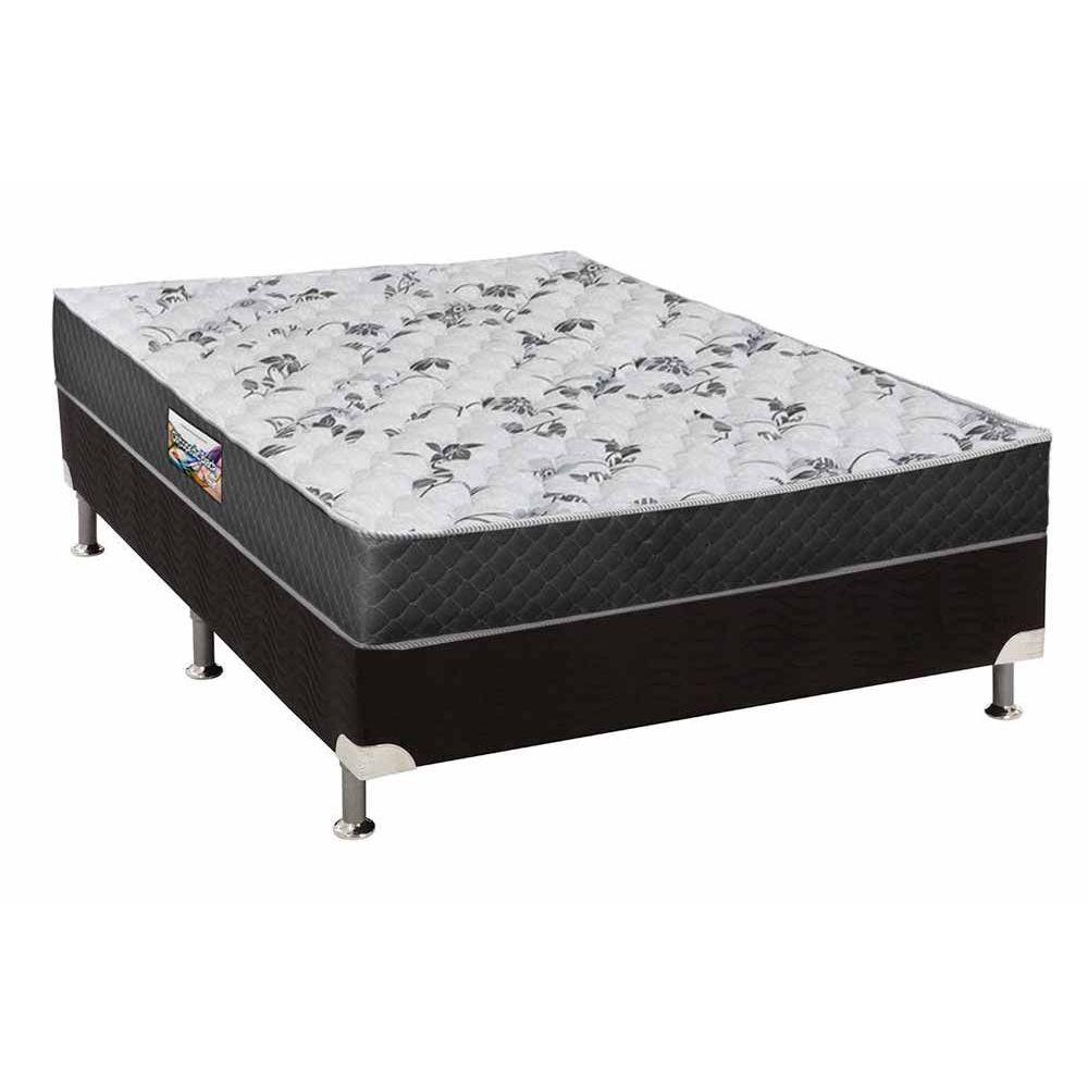 Cama Box Casal Colchao Ortopedico Herval D28 Ep Ortopedic Black Base Crc Suede Black 138x188