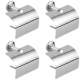 Kit 4 Suporte Papeleira Tampa Para Papel Higiênico Aço Inox
