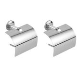 Kit 2 Suporte Papeleira Tampa Para Papel Higiênico Aço Inox