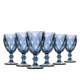 Jogo de Taças Água Diamante Azul 260ml Vidro Class Home