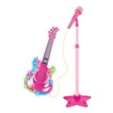 Novo Microfone Com Pedestal E Guitarra Infantil Rock Show