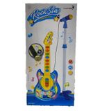 Guitarra Com Microfone Pedestal Infantil Azul