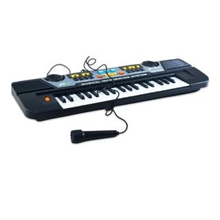 Teclado Musical E Microfone Brinquedo Infantil Branco Dmtoys