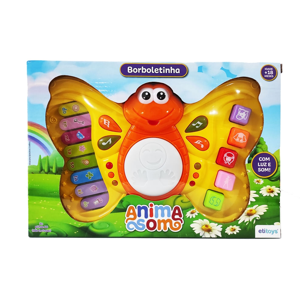 Brinquedo Teclado Educativo Musical Borboleta Com Som E Luz